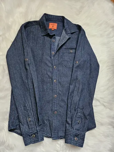 Camisa de mezclilla azul para hombre - miniatura 1