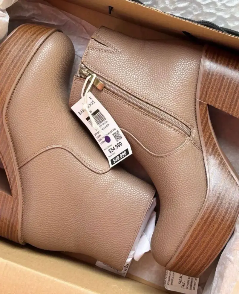 Botines de cuero beige con plataforma - 2