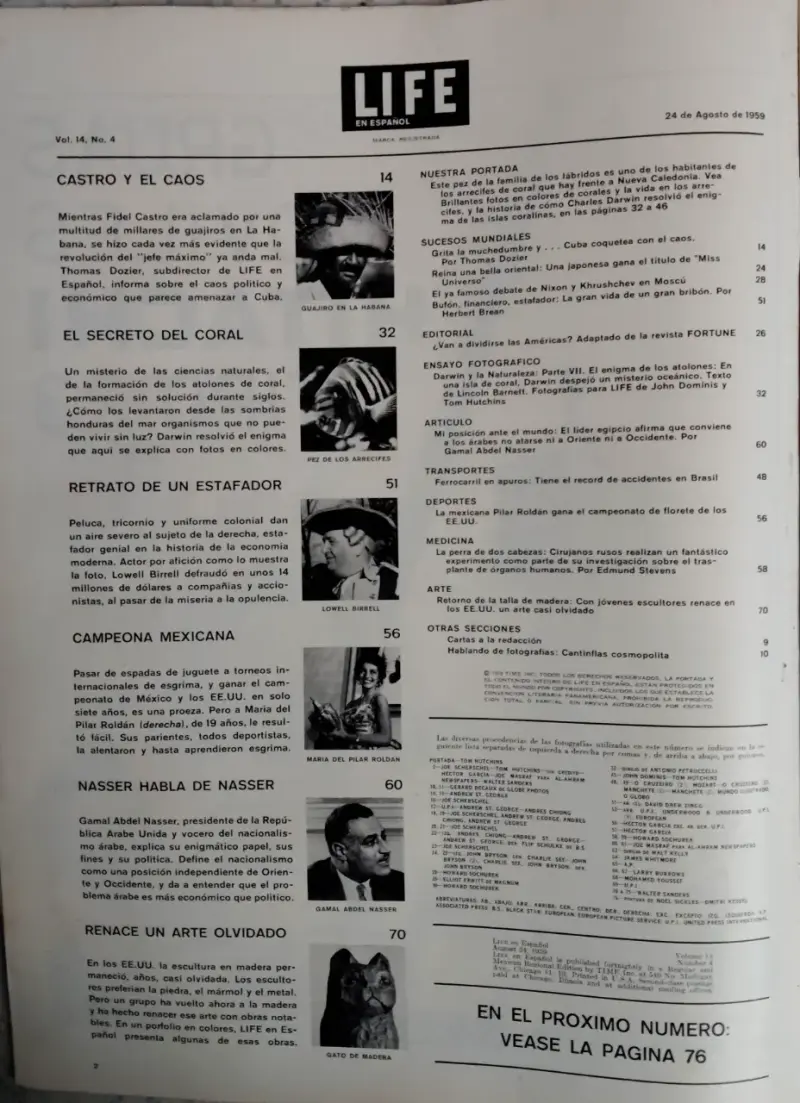 Revista Life en Español 24 de Agosto 1959 - 2