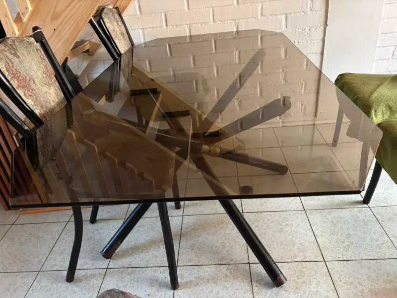 Juego de comedor de vidrio con 6 sillas - 3