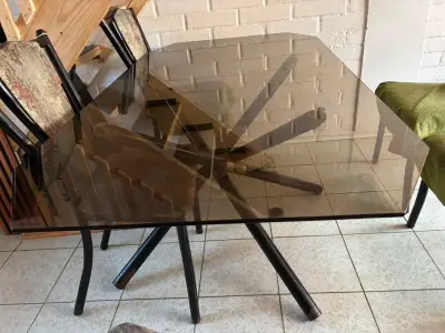 Juego de comedor de vidrio con 6 sillas - miniatura 3