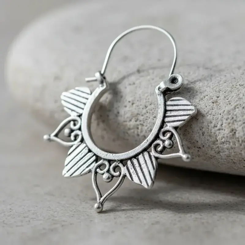 Aros De Plata 925, Modelo Mandala Étnicos Puntas - 2