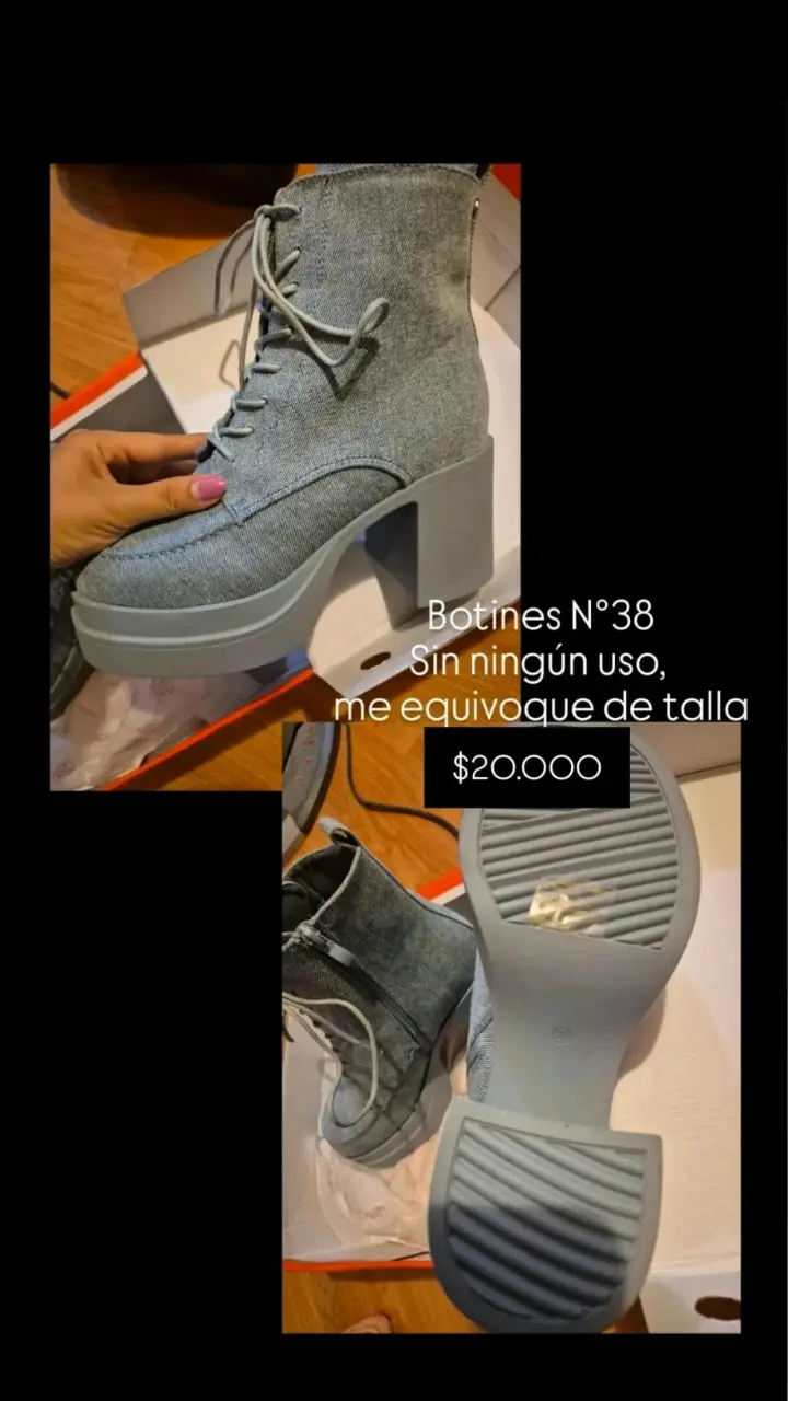Botines de tacón gris N°38 sin uso