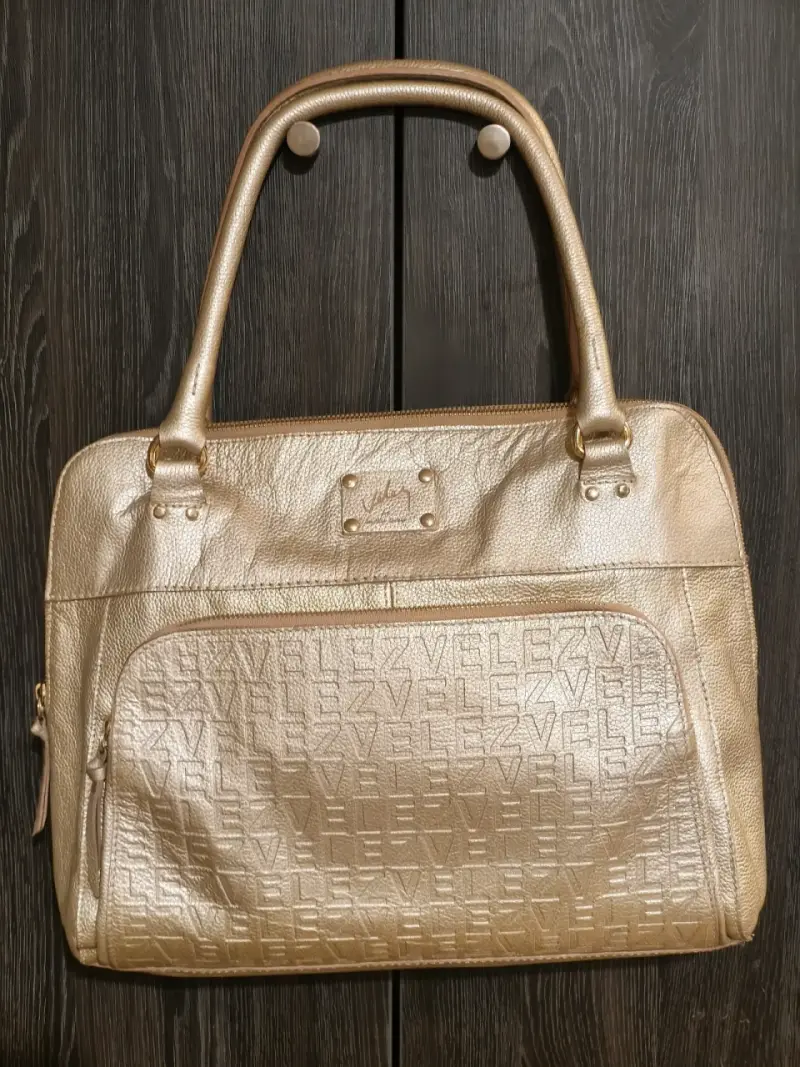 Bolso de mano dorado VÉLEZ 💯% cuero - 2