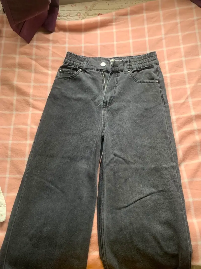 Pantalones de mezclilla anchos gris oscuro - 1