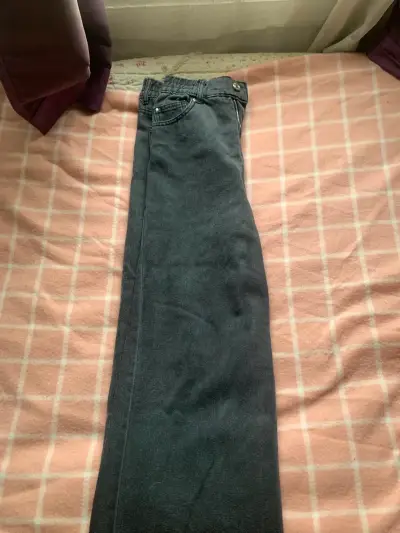 Pantalones de mezclilla anchos gris oscuro - miniatura 2