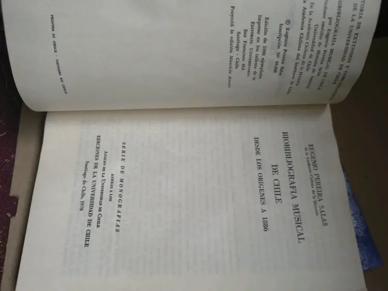 Libro Biobibliografía Musical de Chile 1978 - 2