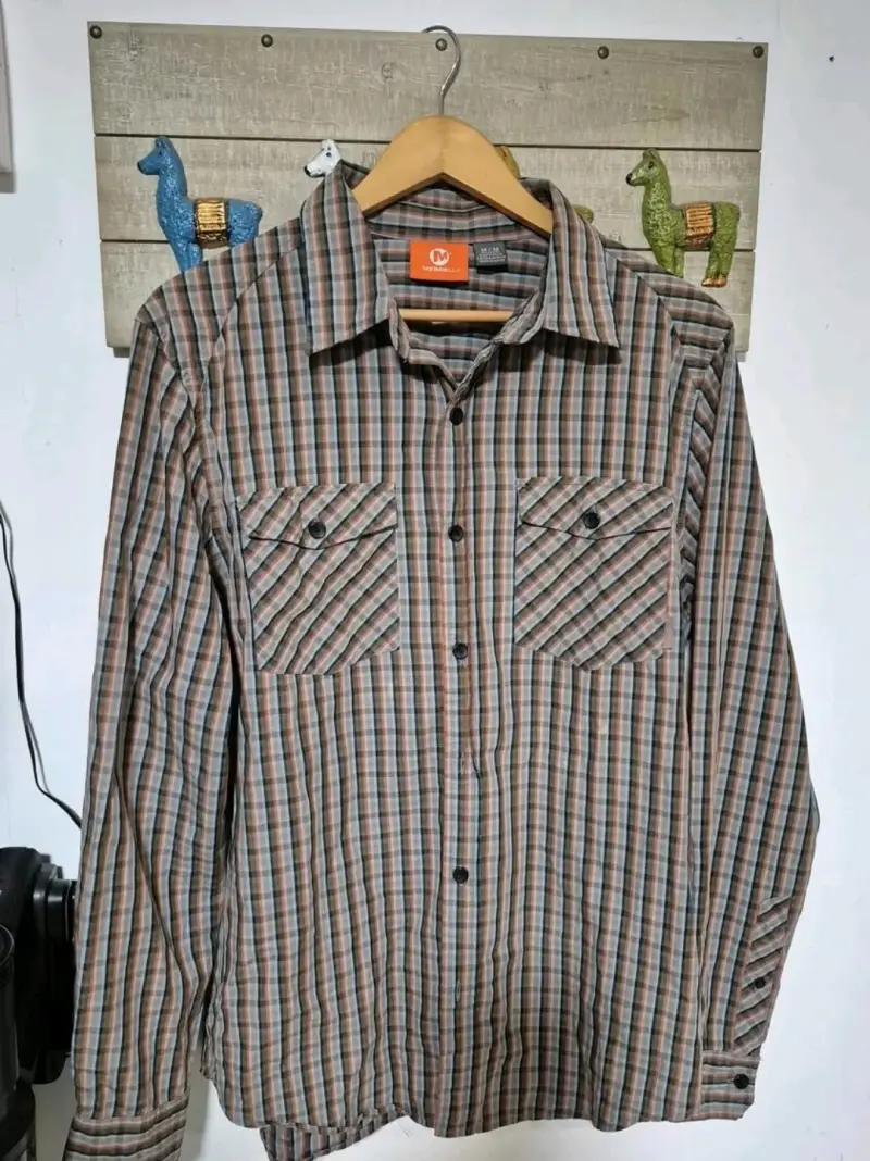 Camisa a cuadros marrón para hombre - 1