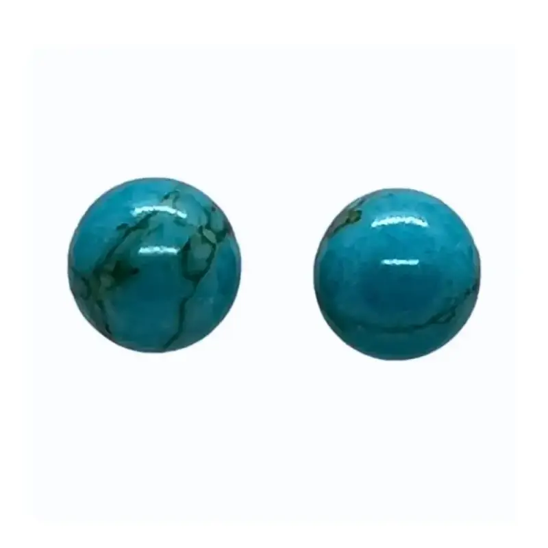 Aros De Plata 925, Modelo Pelotita Turquesa 8 Mm - 2
