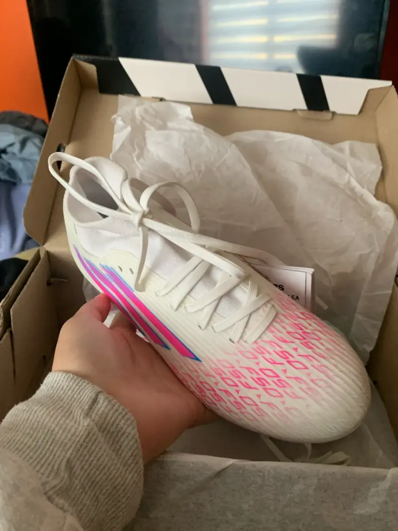 Botines de fútbol Adidas F50 Sparkfusion Lea blancos - 2