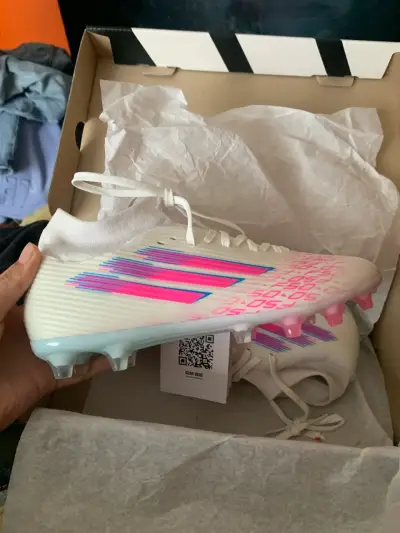 Botines de fútbol Adidas F50 Sparkfusion Lea blancos - miniatura 3