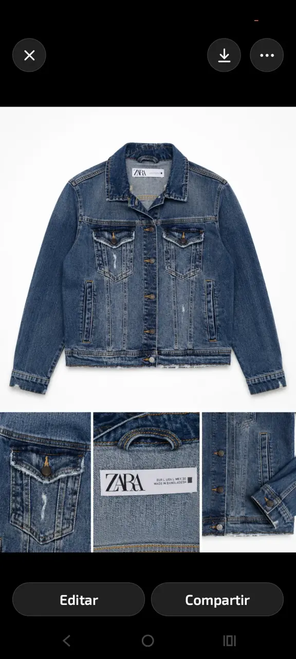 Chaqueta de mezclilla Zara para mujer - 1