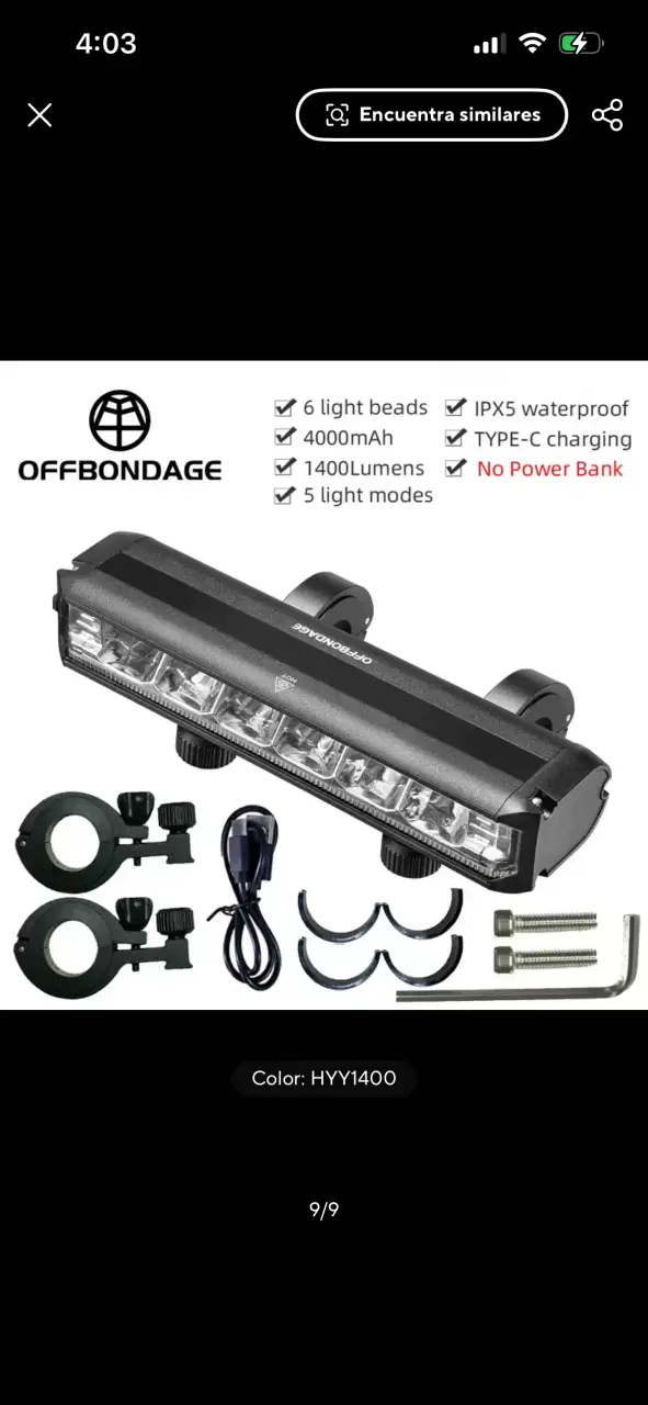 Luz delantera para bicicleta 1400 lumens - 1