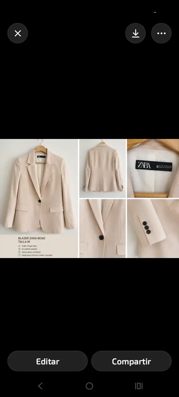 Blazer beige claro Zara para mujer - 1