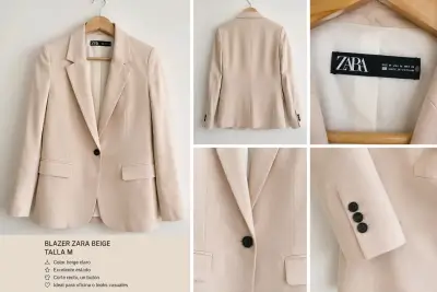 Blazer beige claro Zara para mujer - miniatura 2