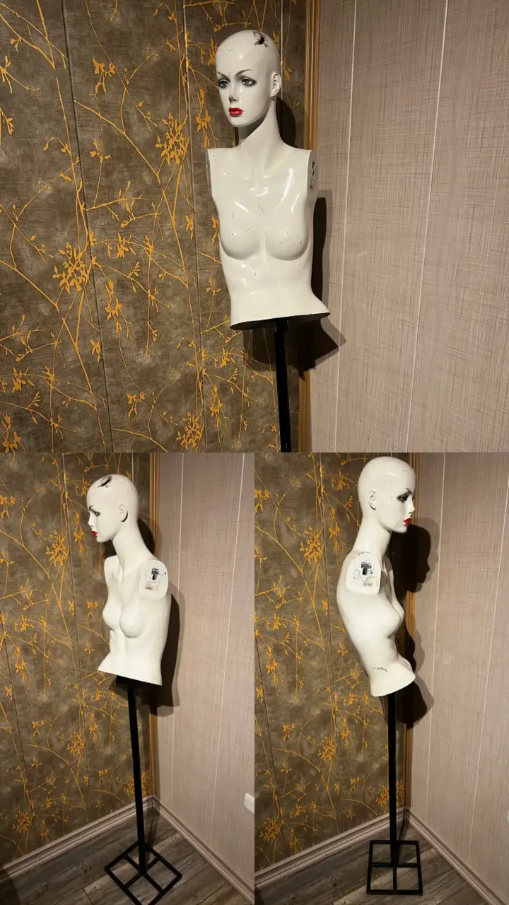 Busto de maniquí vintage en pedestal - 3