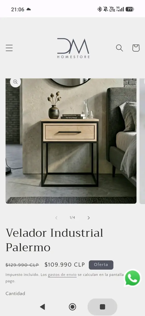 Mesa de noche moderna con cajón de madera - 3