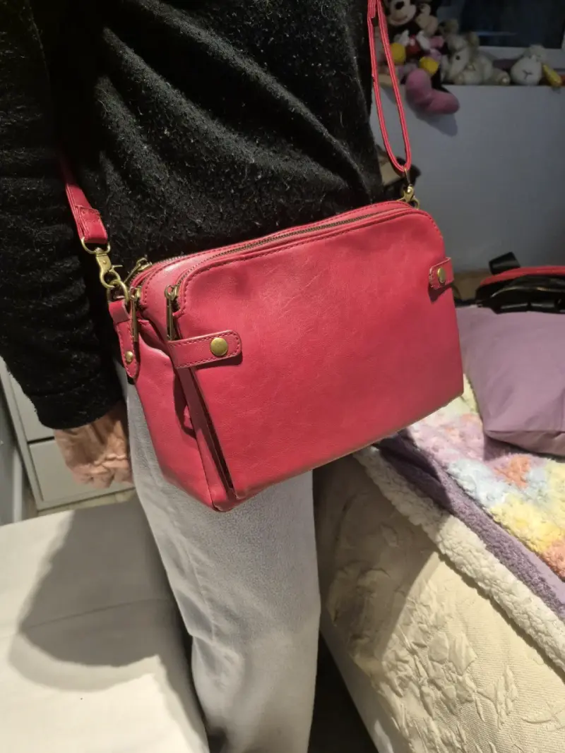 Cartera bandolera roja de cuero - 2