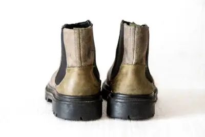 Botines de cuero gris mujer - miniatura 2