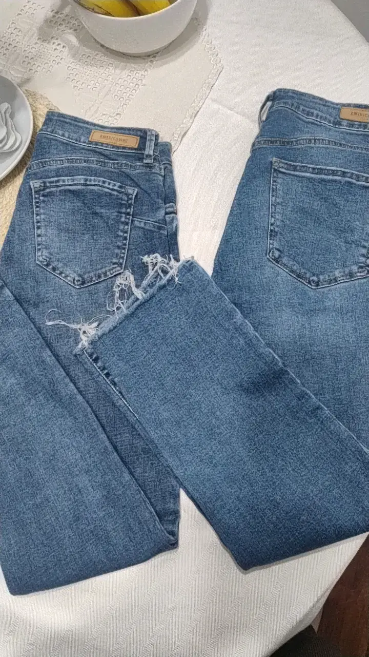 Jeans azul desgastados para mujer Americano - 2