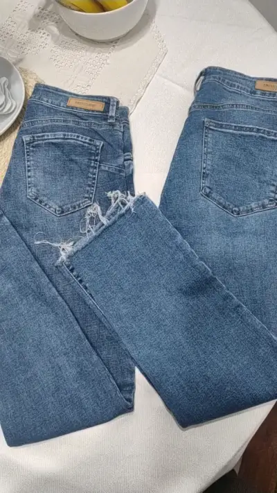 Jeans azul desgastados para mujer Americano - miniatura 2