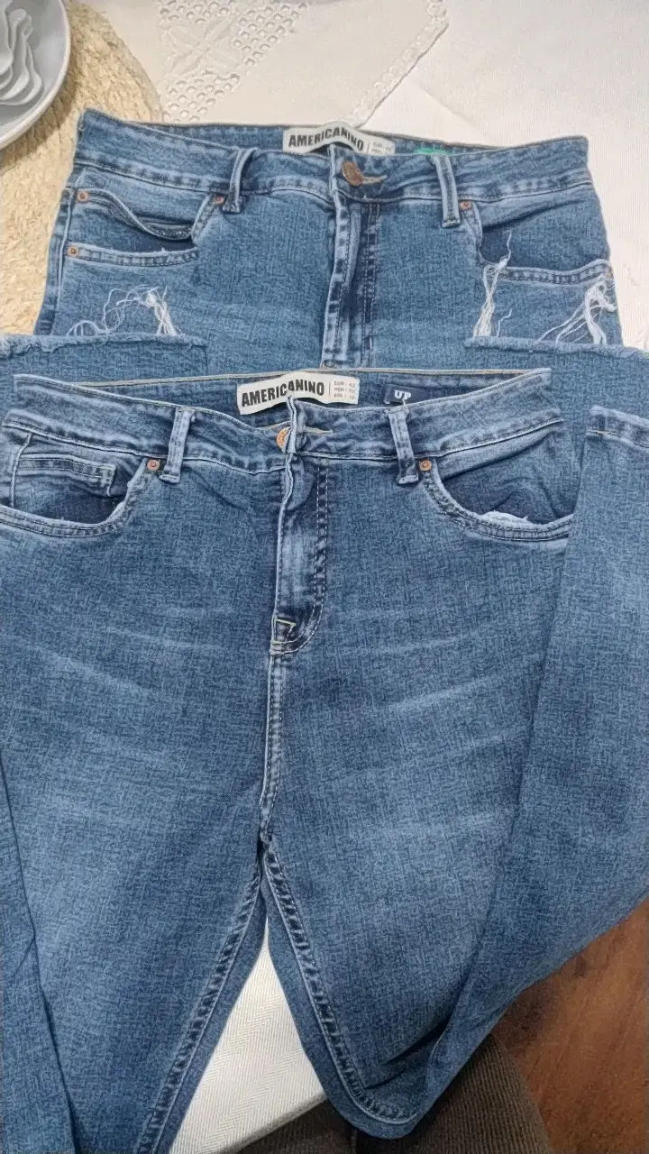 Jeans azul desgastados para mujer Americano - 3