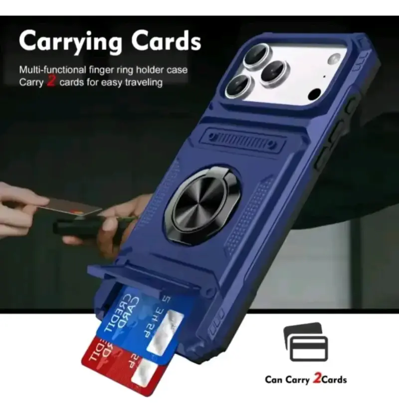Carcasas para iPhone con tarjetero y anillo - 3
