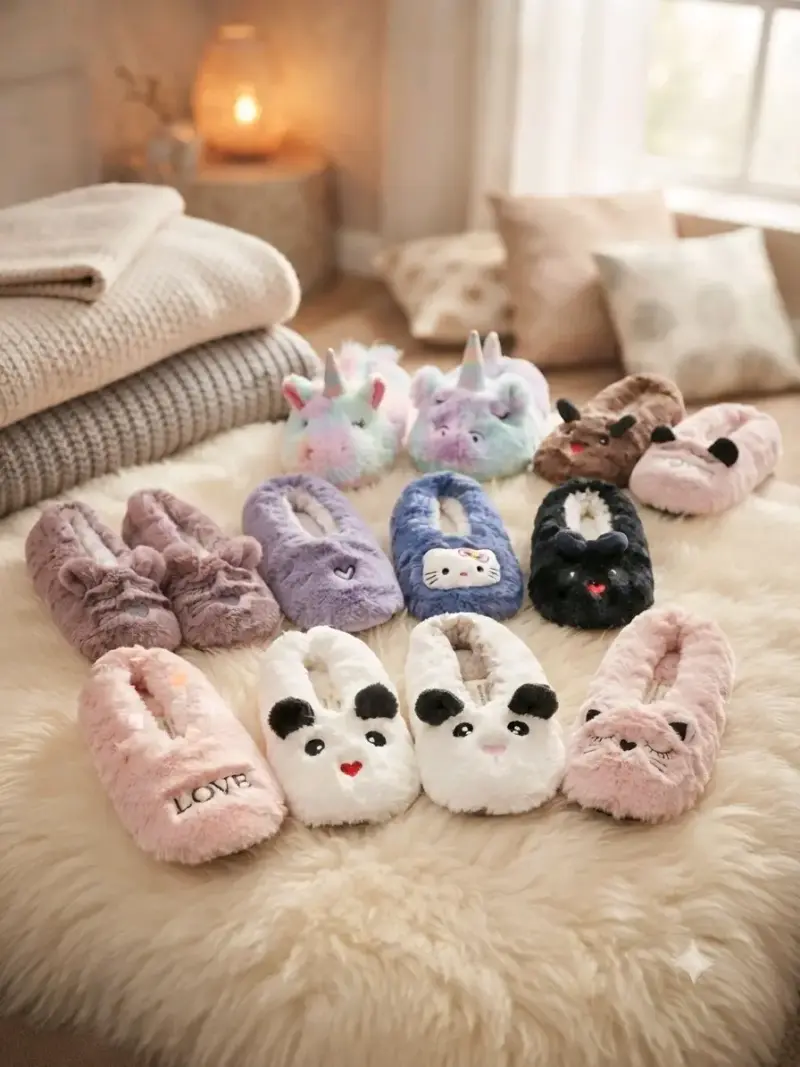 Pantuflas de felpa con diseños de animales