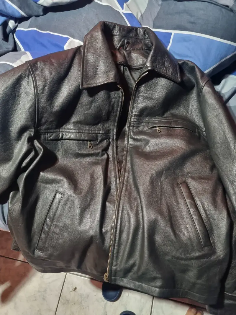 Chaqueta de cuero negra para hombre - 1