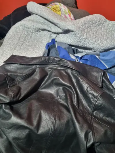 Chaqueta de cuero negra para hombre - miniatura 5
