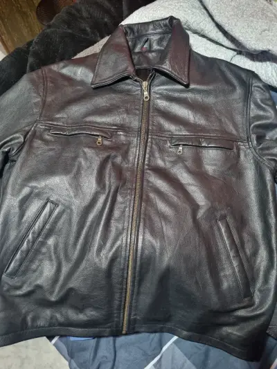 Chaqueta de cuero negra para hombre - miniatura 6