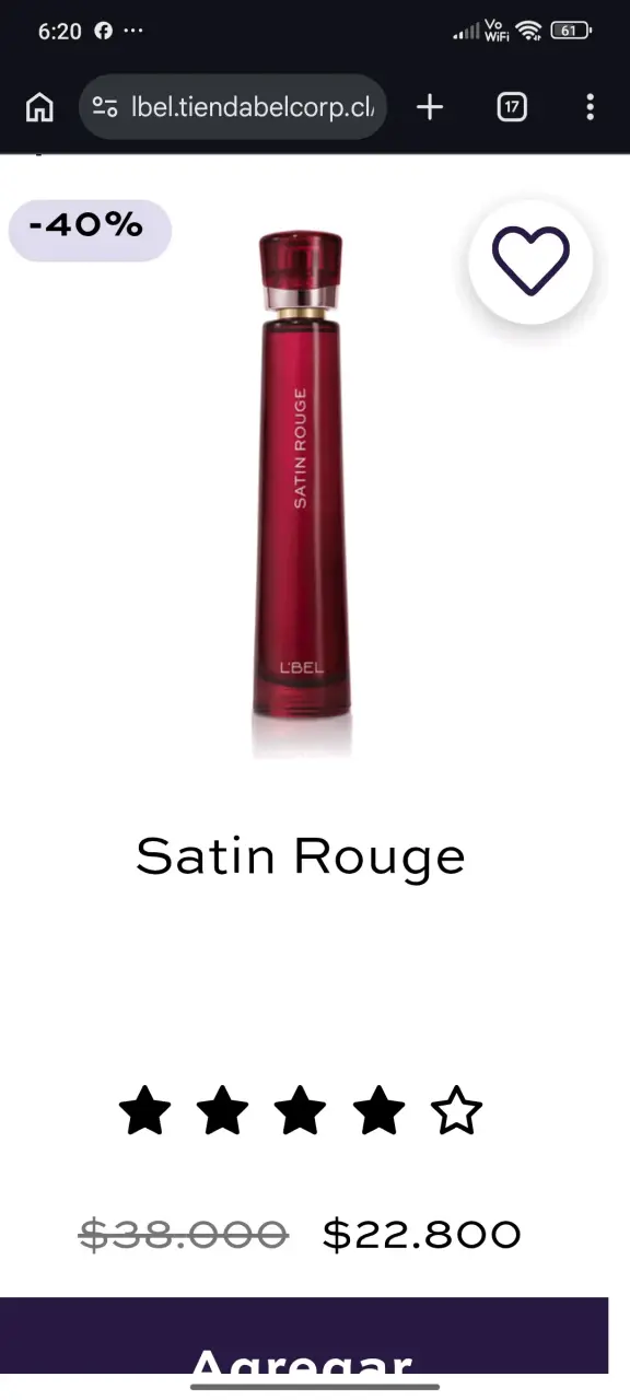 Perfume Satin Rouge L'Bel 50ml