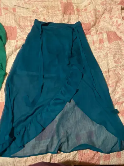 Falda larga azul con volantes - miniatura 2