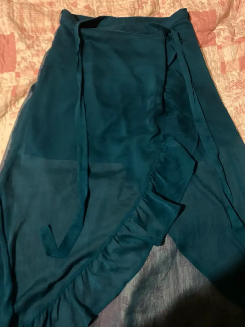 Falda larga azul con volantes - 5