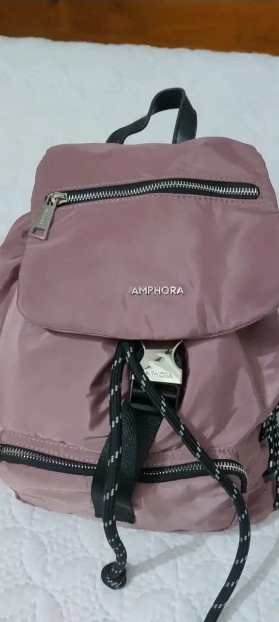 Mochila Amphora color rosa y negro - 3