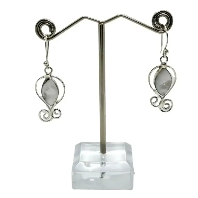 Aros De Plata 950 Diseño Curvo Con Piedra blanca - 1