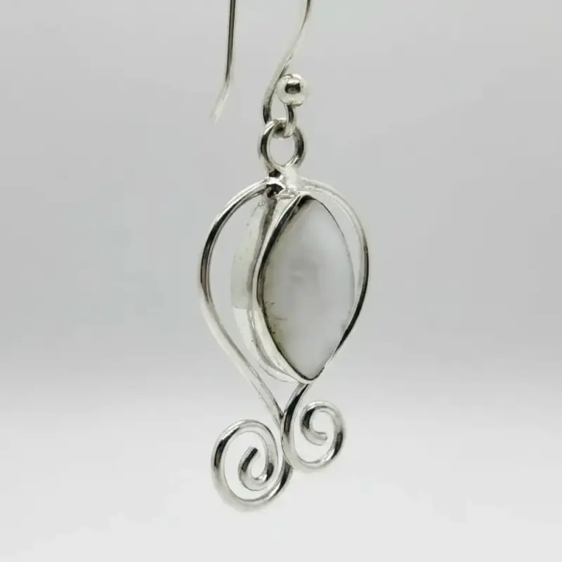 Aros De Plata 950 Diseño Curvo Con Piedra blanca - 2