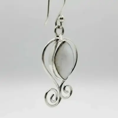 Aros De Plata 950 Diseño Curvo Con Piedra blanca - miniatura 2