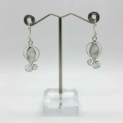 Aros De Plata 950 Diseño Curvo Con Piedra blanca - miniatura 3