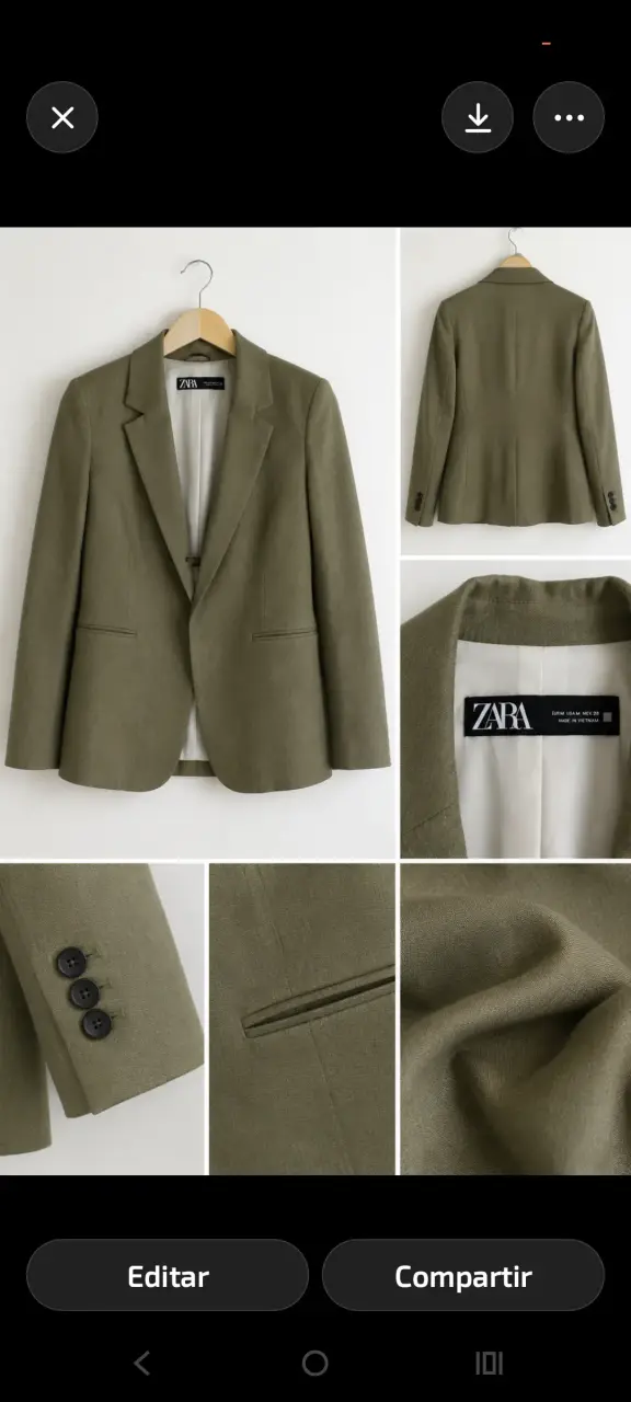 Blazer verde oliva para mujer Zara