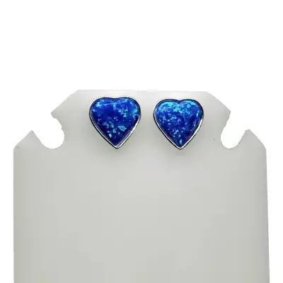 Aros De Plata 925 Corazón Con Brillos Galaxy - miniatura 1
