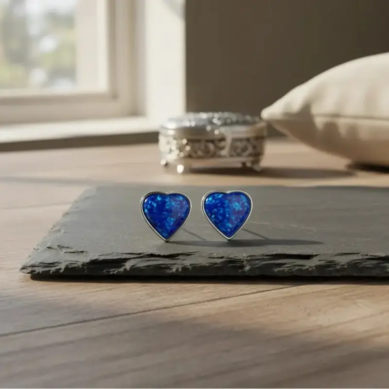 Aros De Plata 925 Corazón Con Brillos Galaxy - 2