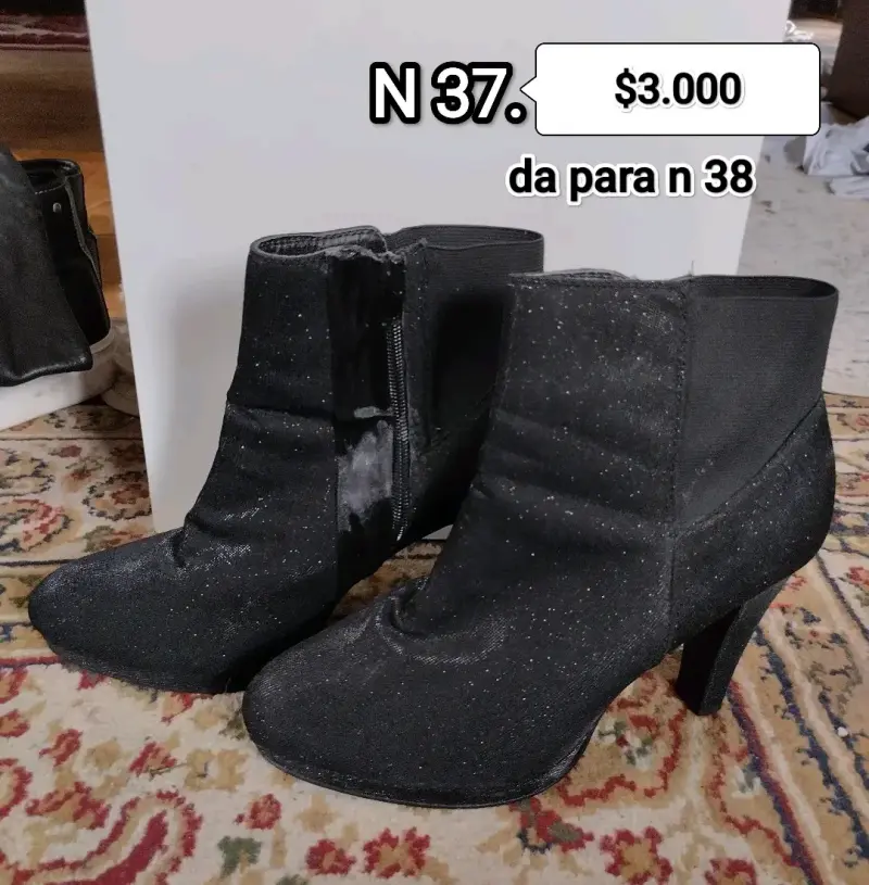 Botines negros con brillo talla 37