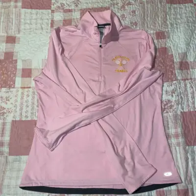 Polerón deportivo rosa con cierre y logo de tenis - miniatura 1