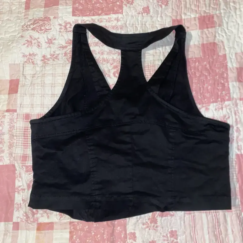 Top estilo chaqueta negro con cierres - 3