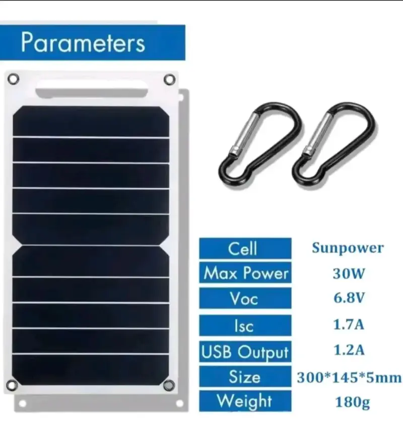 Panel solar portátil con ganchos incluidos - 3