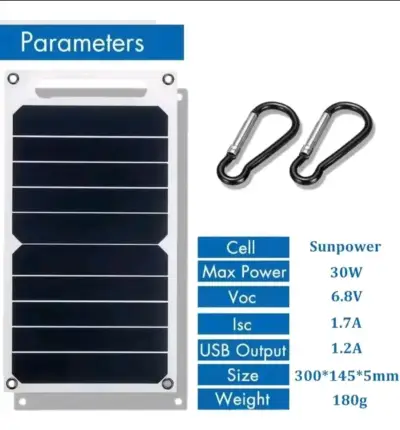 Panel solar portátil con ganchos incluidos - miniatura 3