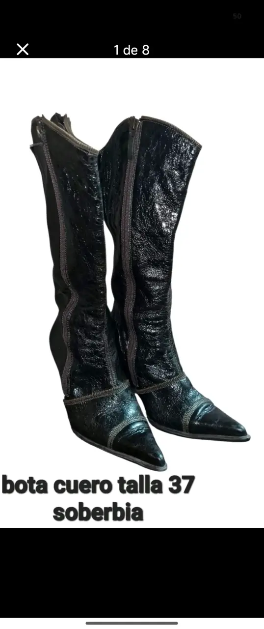Botas de cuero chocolate talla 37 con cierre