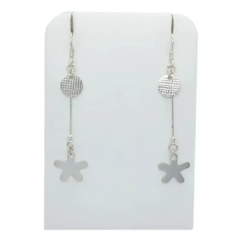 Aros De Plata 925 Modelo Círculo Y Flor Colgante - 1