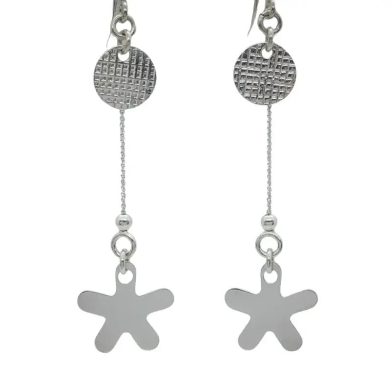 Aros De Plata 925 Modelo Círculo Y Flor Colgante - 4